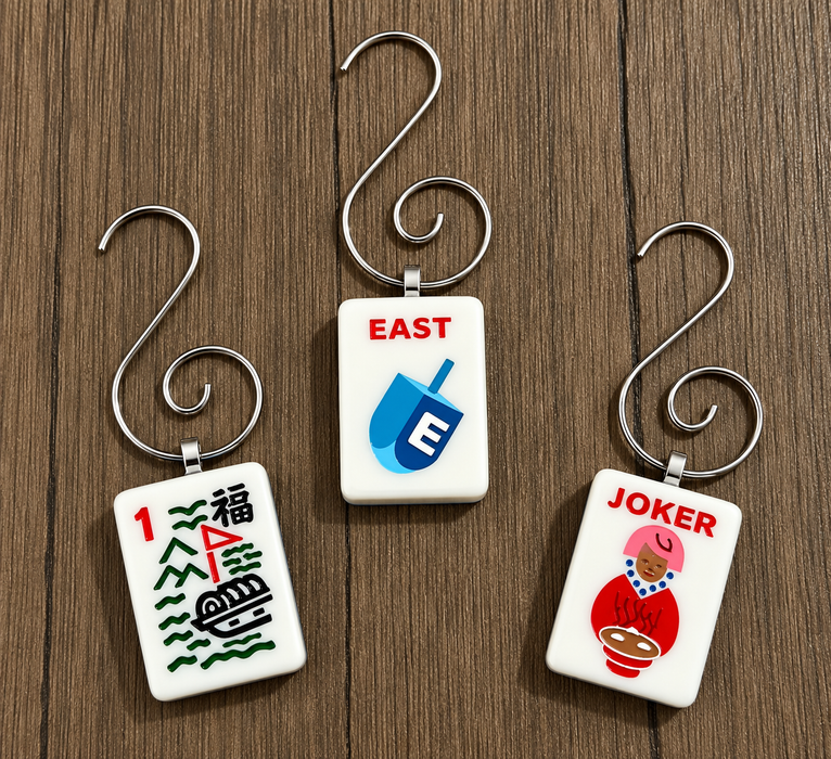 Genuine Mah Jong Tile Ornament: Jewish Themed