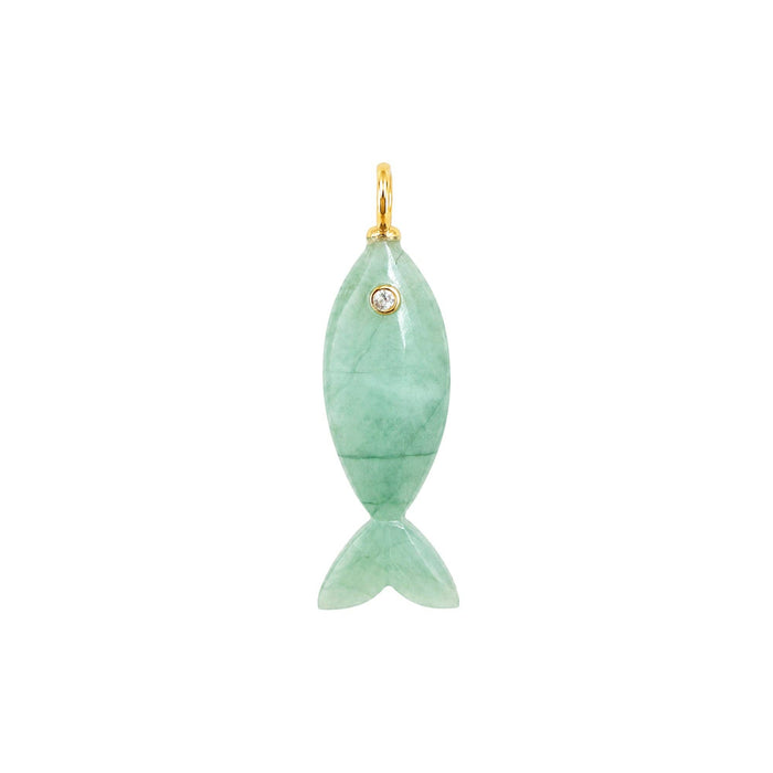 Mini Fish Gemstone Pendant With Topaz: Lapis