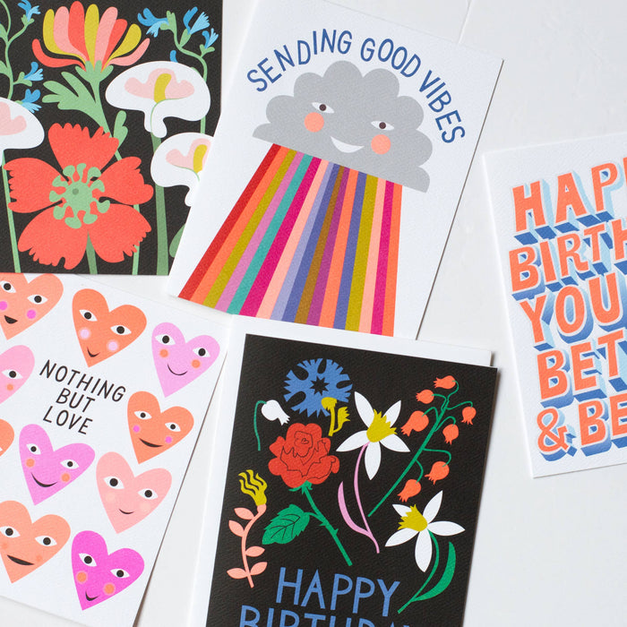 Sending Good Vibes Cloud and Rainbow Note Card