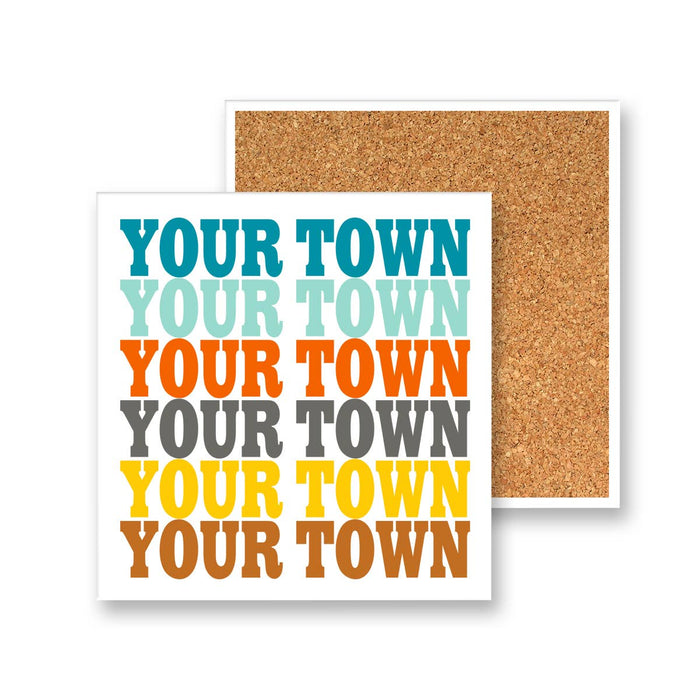 Personalized City Coaster - Supergraphics repeat name drop: Sunset (09)