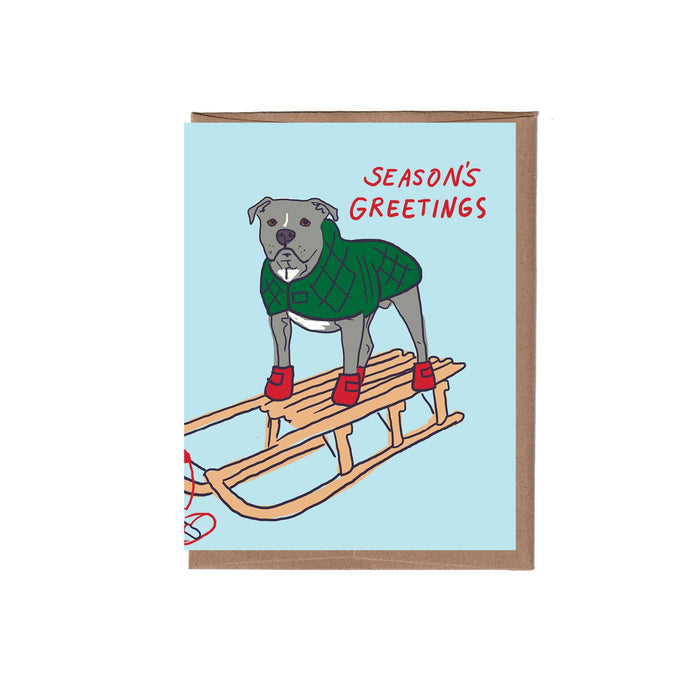 Dog on Sled Holiday Greeting Card - Box of 8