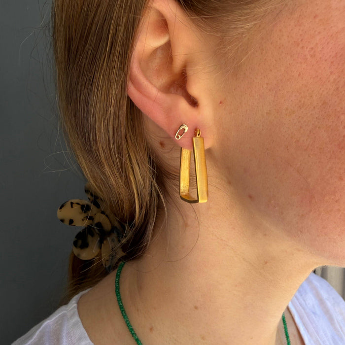Long Wide Hoops Earrings in Silver or Vermeil: Vermeil