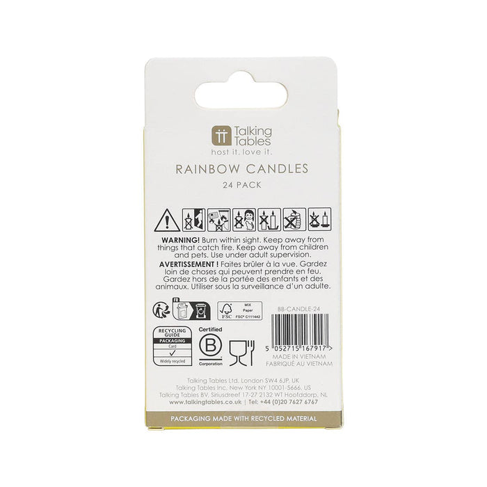 Rainbow Birthday Candles - 24 Pack | Cake Candles |