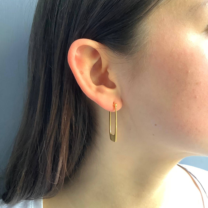 Medium rectangle hoops earrings: Silver