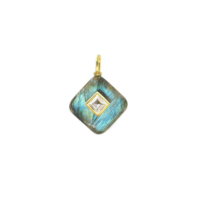 Labradorite Gemstone Pendant With Topaz: Mini Teardrop