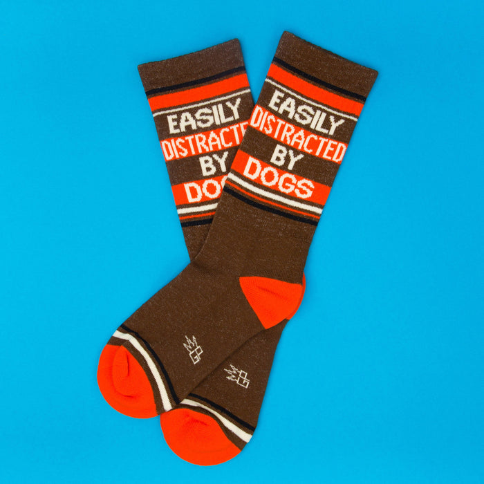 Easily Distracted By Dogs Gym Crew Socks
