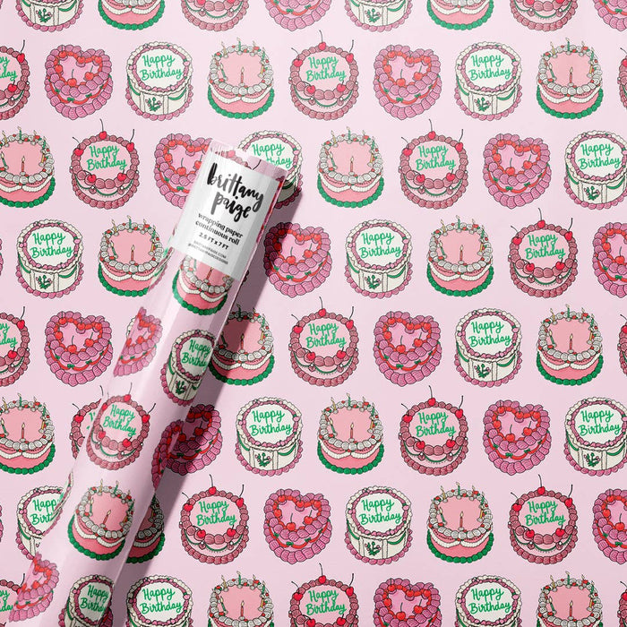 Vintage Birthday Cakes Wrapping Paper Roll