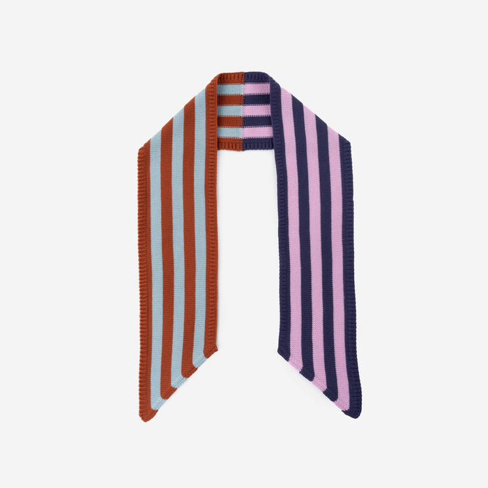 Colorblock Stripe Mini Ribbon Scarf: Poppy Magenta