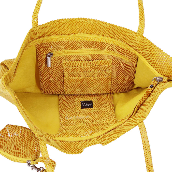 Gemma Handcrafted Leather Tote Bags: Chartreuse