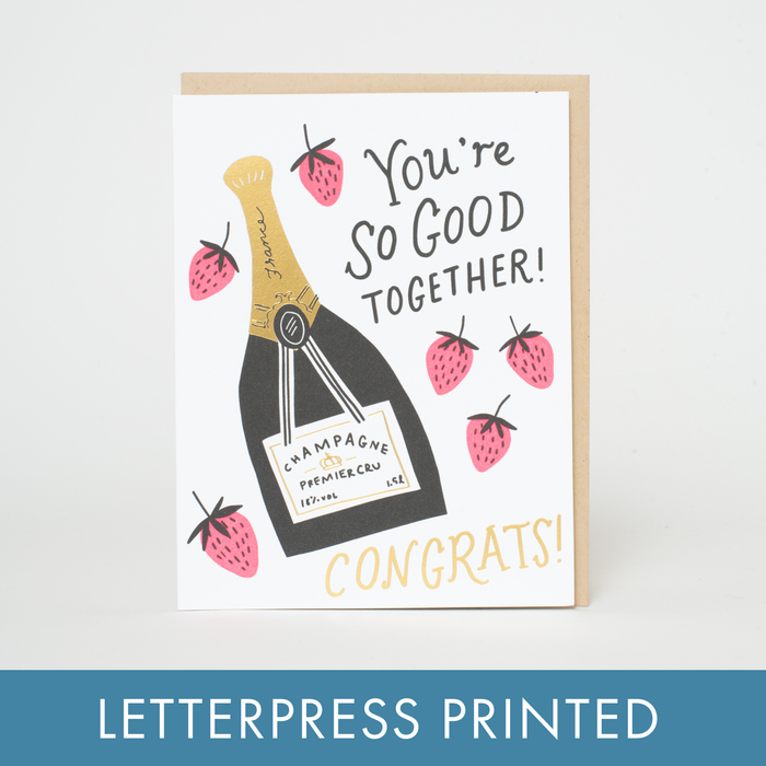 Wedding Congrats Champagne Letterpress Greeting Card by Hello!Lucky: Paper tab