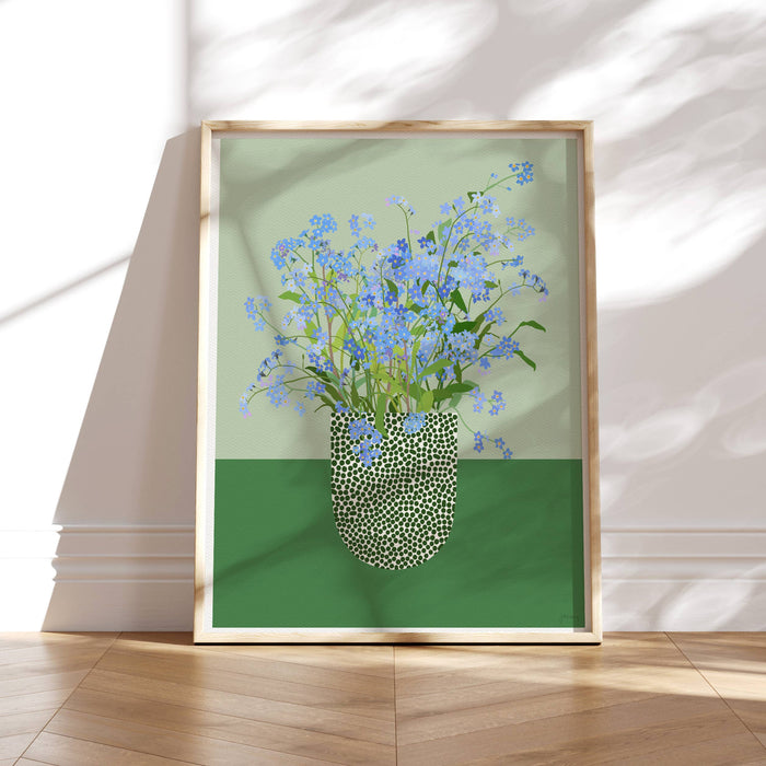 Forget Me Not Art Print. Signed. Unframed. 240428: 11 x 14 Unframed