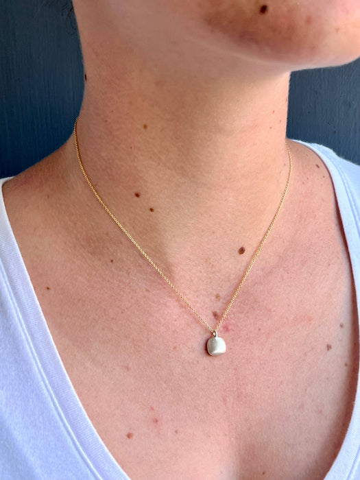 Puffy Square Necklace in Silver, Vermeil, or Mixed: Mixed
