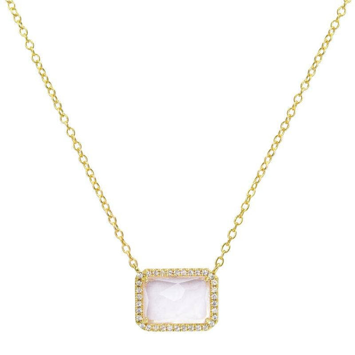 Atiena - Lab Created Rectangle Gemstone Necklace: London Blue
