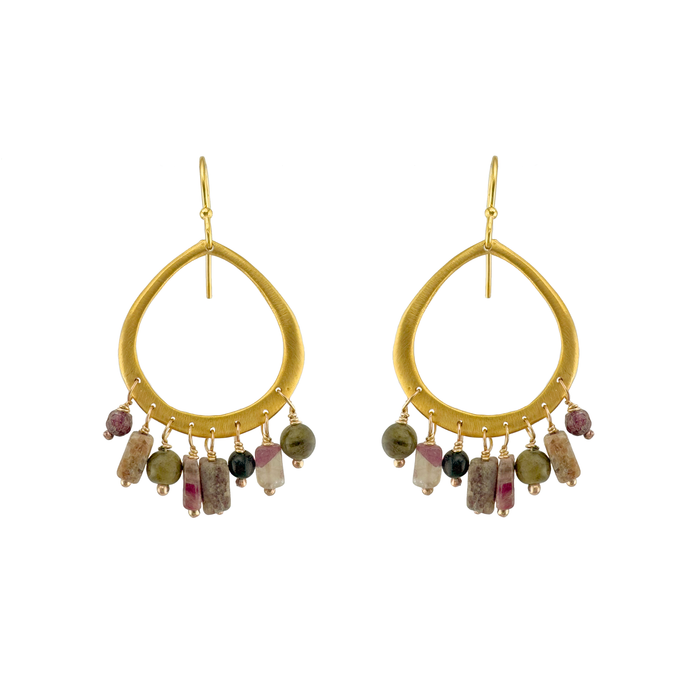 Drops w. Tourmaline Dangles Earrings in Silver or Vermeil: Vermeil