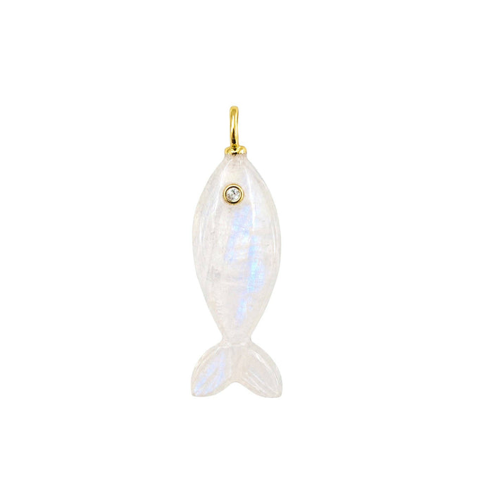 Mini Fish Gemstone Pendant With Topaz: Lapis
