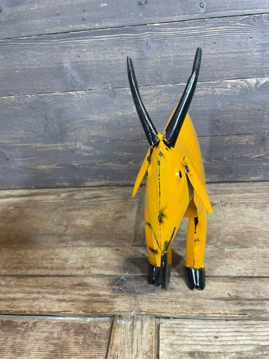 Fiesta Goat-Colorful-Metal-Garden Yard Art-Small-6Wx15Lx14H : Yellow