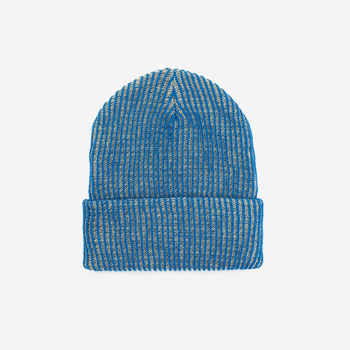 Simple Rib Knit Beanie: Golden Olive Navy