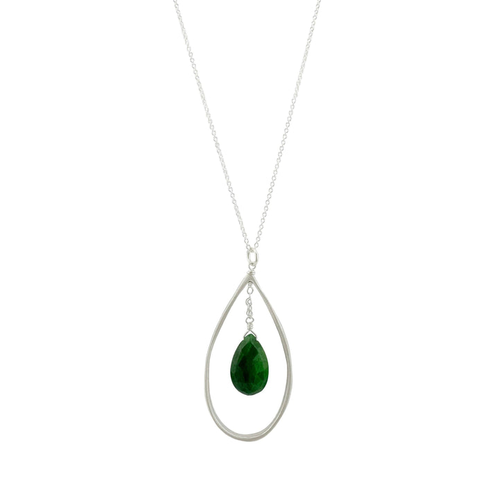 Drop with emerald necklace: Silver