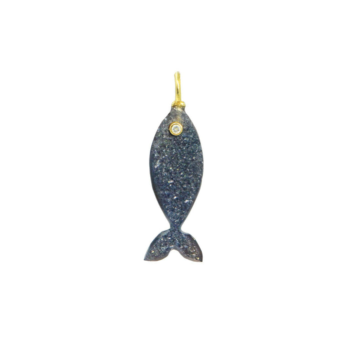Mini Fish Gemstone Pendant With Topaz: Lapis