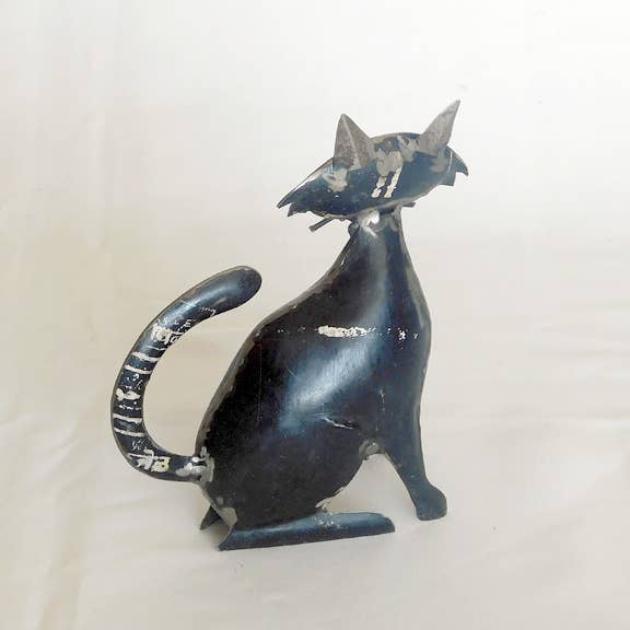Black Cat Recycled Metal Animals