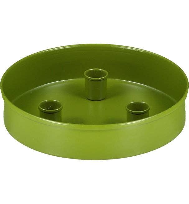 Round Metal Candle Platter - Olive Green