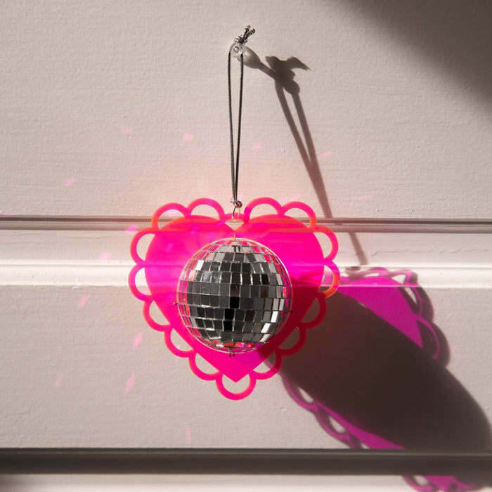 Disco Heart Scalloped - Hot Pink