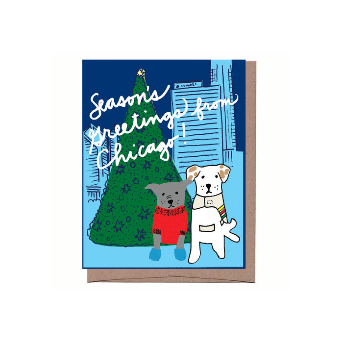 Dogs in the City/State Christmas Greeting Card - Box of 8: Chicago