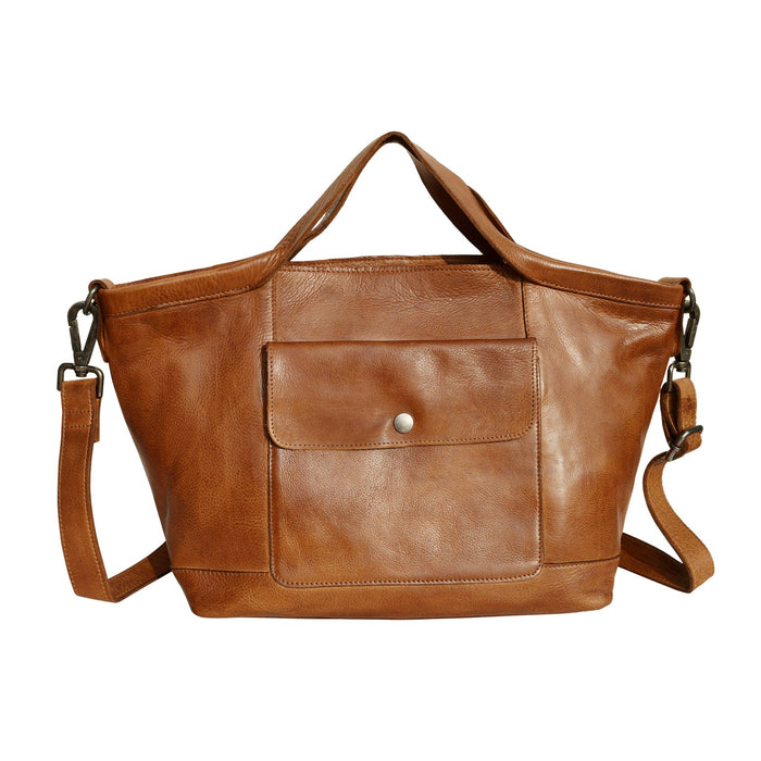 Claire Handcrafted Leather Tote/Crossbody Bags: Brown