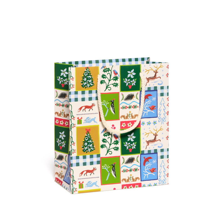 Patchwork Christmas medium gift bag: Single