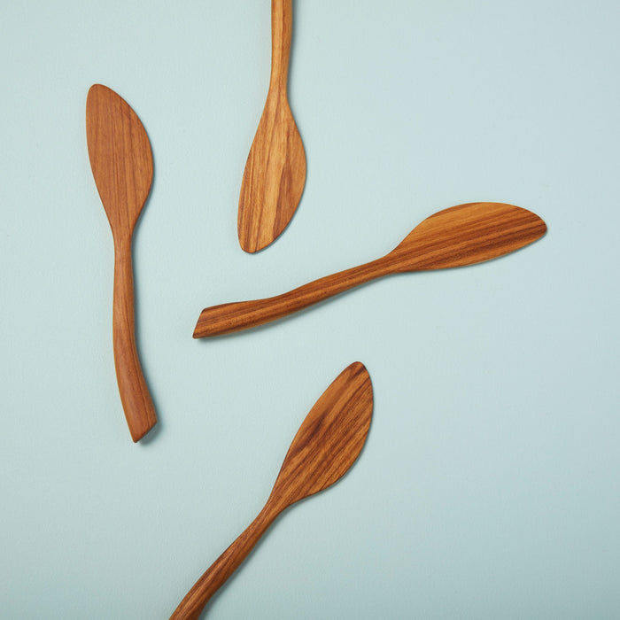 Teak Wave Spreaders, Set of 4