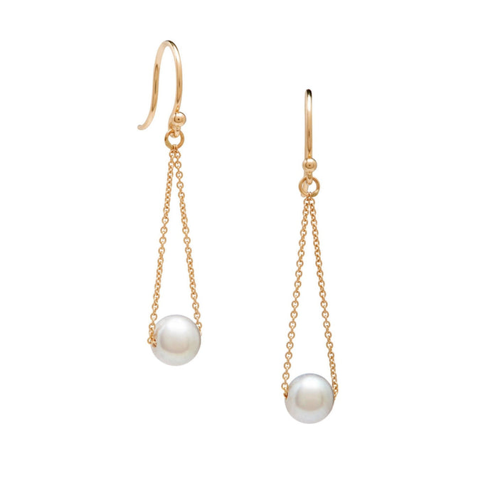 Medium Pearl Swing Earrings, White Pearl