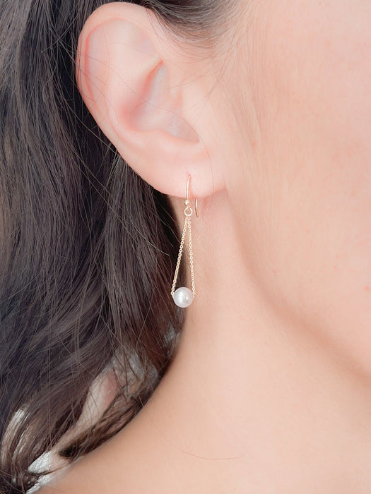 Medium Pearl Swing Earrings, White Pearl