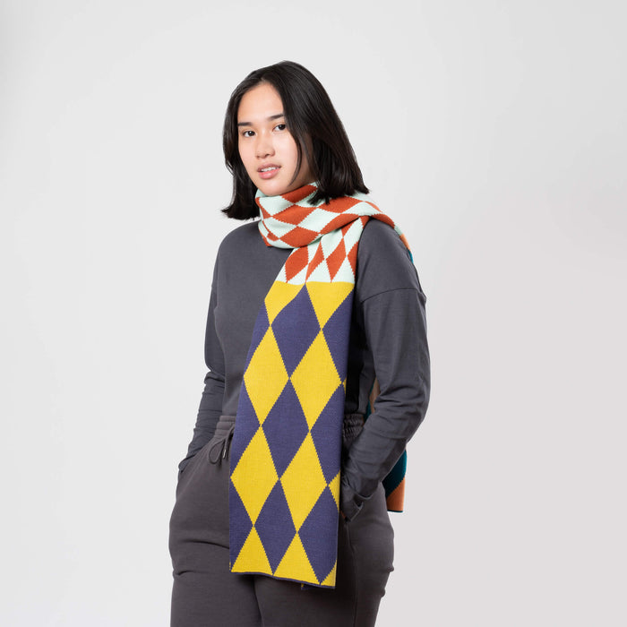 Harlequin Big Scarf, Peach Teal