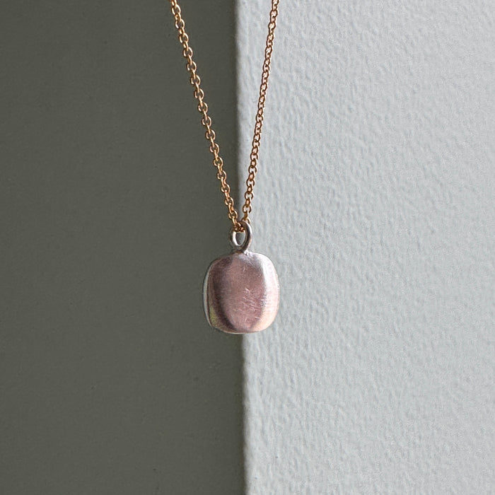 Puffy Square Necklace in Silver, Vermeil, or Mixed: Mixed