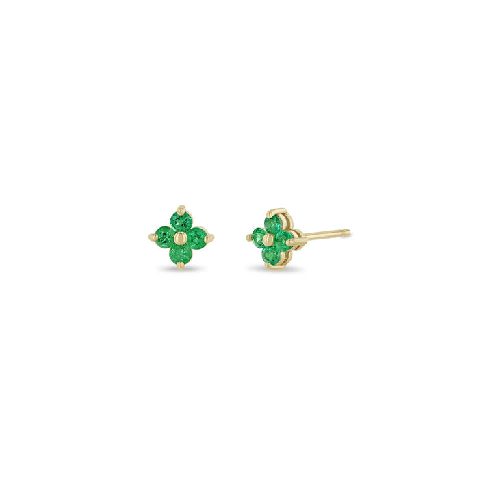 14kt Quad Prong Emerald Studs