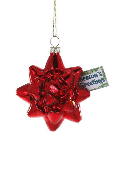 Shiny Red Bow Ornament