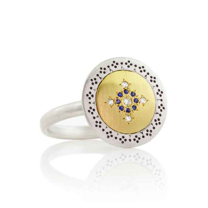 Round Seeds of Harmony Ring with Sapphire Circle