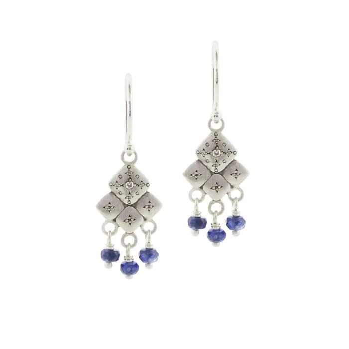 Mosaic Earrings with Sapphire + Diamond