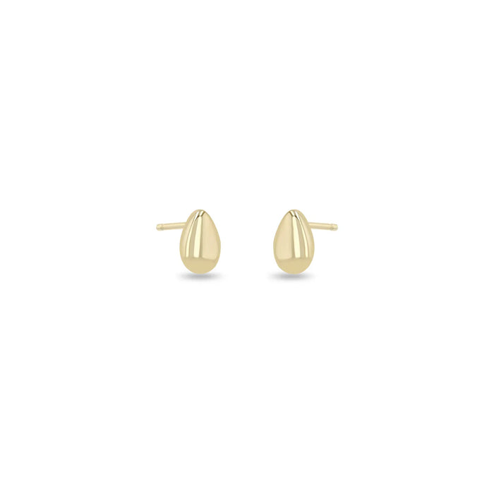 14kt Puffed Teardrop Studs