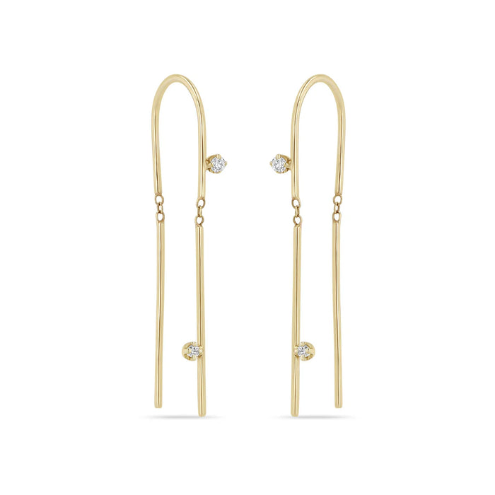 14kt Prong Diamond Threader Earrings