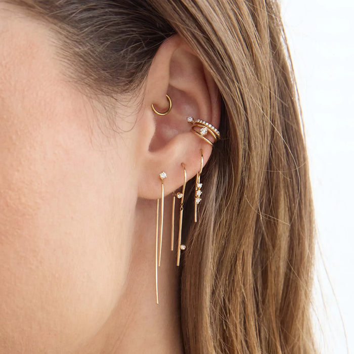 14kt Prong Diamond Threader Earrings