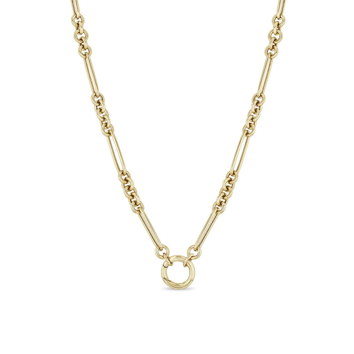 14kt Large Paperclip Rolo Chain Necklace with Enhancer