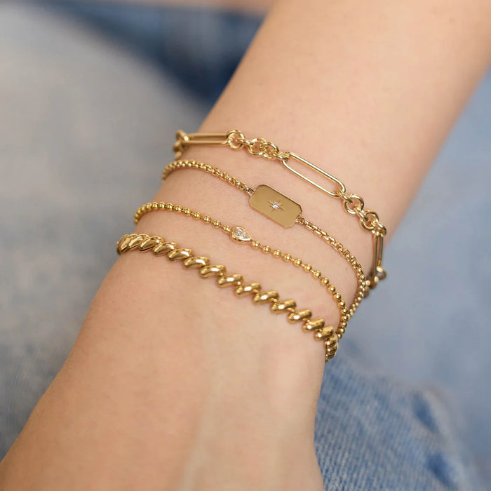 14kt Gold Large Paperclip Rolo Chain Bracelet