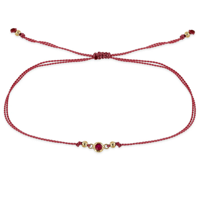 14kt Floating Ruby Solitaire Cord Bracelet