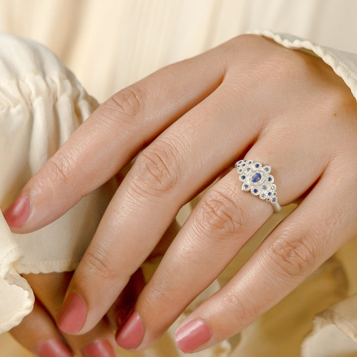 Midnight Flame Ring, Sapphire