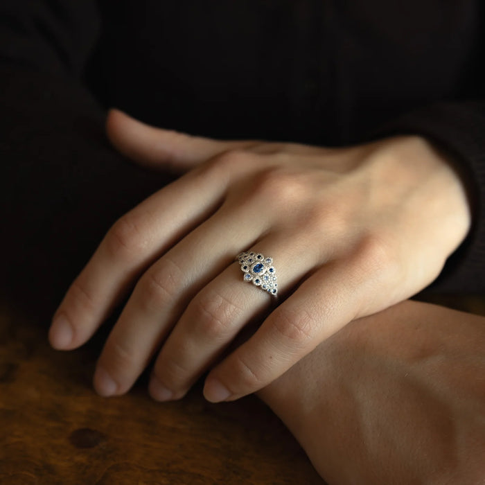 Midnight Flame Ring, Sapphire