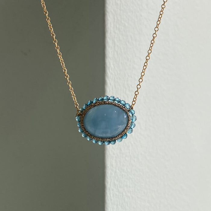 Caged Aquamarine Oval with London Blue
