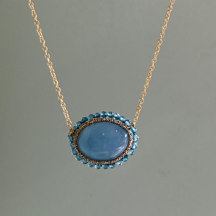 Caged Aquamarine Oval with London Blue
