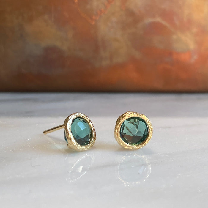 14kt Gold Indicolite Studs