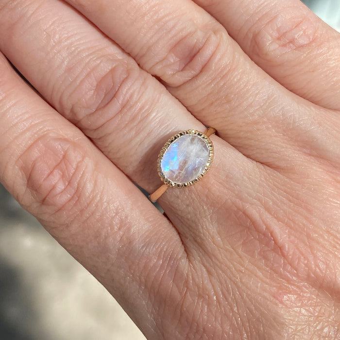 Rainbow Moonstone Ring